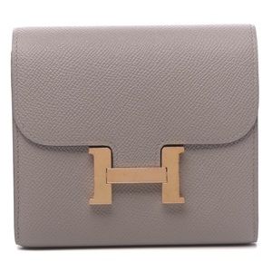 Hermes Constance Compact Wallet, Etain gray, Rosé gold hardware
